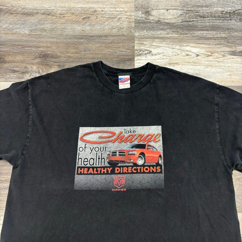Vintage Y2K Murina Dodge Take Charge Charger Black‎ Mens XL Graphic Car T-shirt